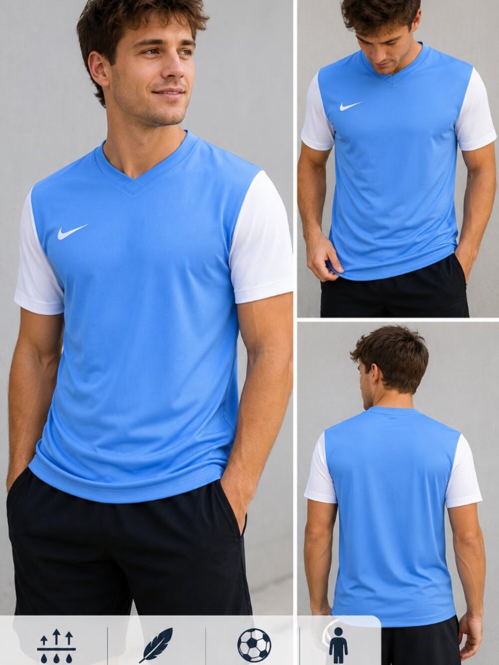 Nike Dri-FIT Park VII Soccer Jersey Men's Large Blue White Slim Fit NWT